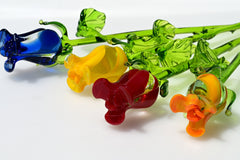 Glass Flower Bouquet - Blown Glass Flowers Rose - Blown Glass Flowers - Glass Rose - Christmas Gift for Mom