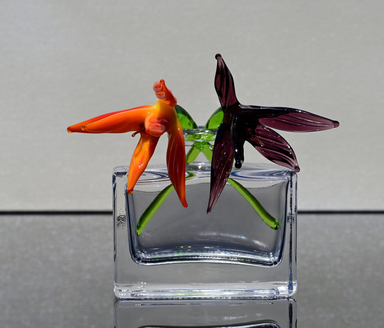 Mini Glass Flowers, Glass Birth Month Flower, Orange Bird of Paradise Art, Glass Flowers Bouquet, Forever Flowers, Spring Mothers Day Gifts