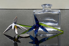 Handblown Glass Bird of Paradise Flowers: Blue and White Tropical Decor