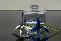Handblown Glass Bird of Paradise Flowers: Blue and White Tropical Decor