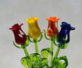 Glass Flower Bouquet - Blown Glass Flowers Rose - Blown Glass Flowers - Glass Rose - Christmas Gift for Mom