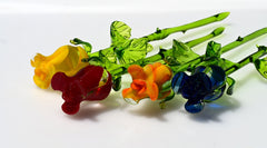 Glass Flower Bouquet - Blown Glass Flowers Rose - Blown Glass Flowers - Glass Rose - Christmas Gift for Mom