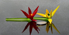 Handmade Red & Yellow Glass Bird of Paradise Flower Gift – 2 Short-Stem Blooms
