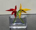 Handmade Red & Yellow Glass Bird of Paradise Flower Gift – 2 Short-Stem Blooms
