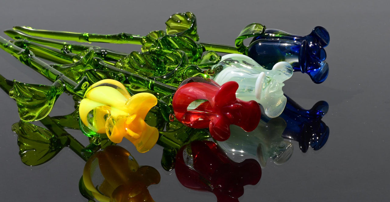 Glass Roses - Glass Flower Bouquet - Handmade Glass Flowers - Blown Glass Flowers - Glass Roses - Mothers Day Gifts for Her