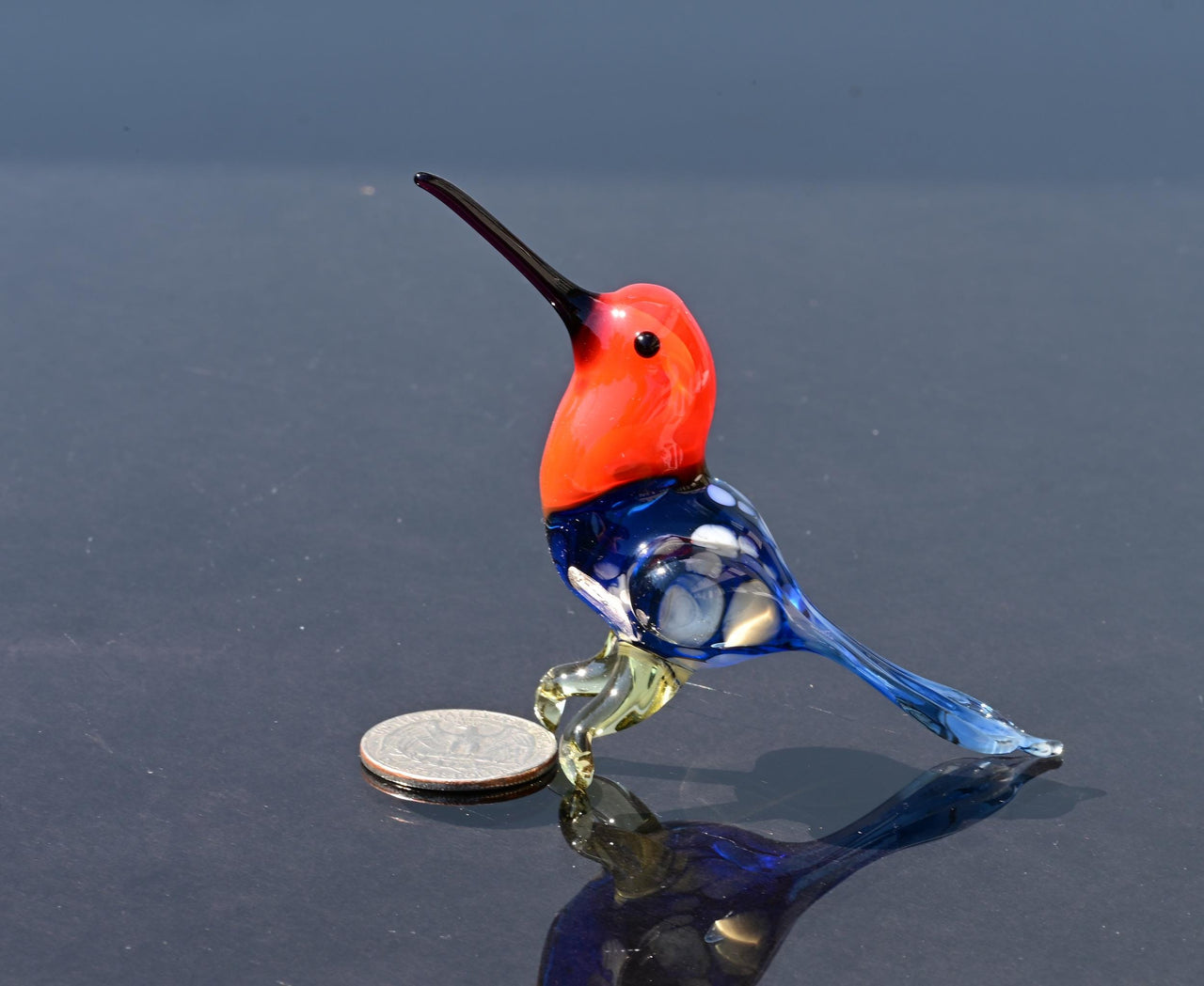 Handmade Glass Hummingbird Figurine: Flame Work Art Glass Sculpture