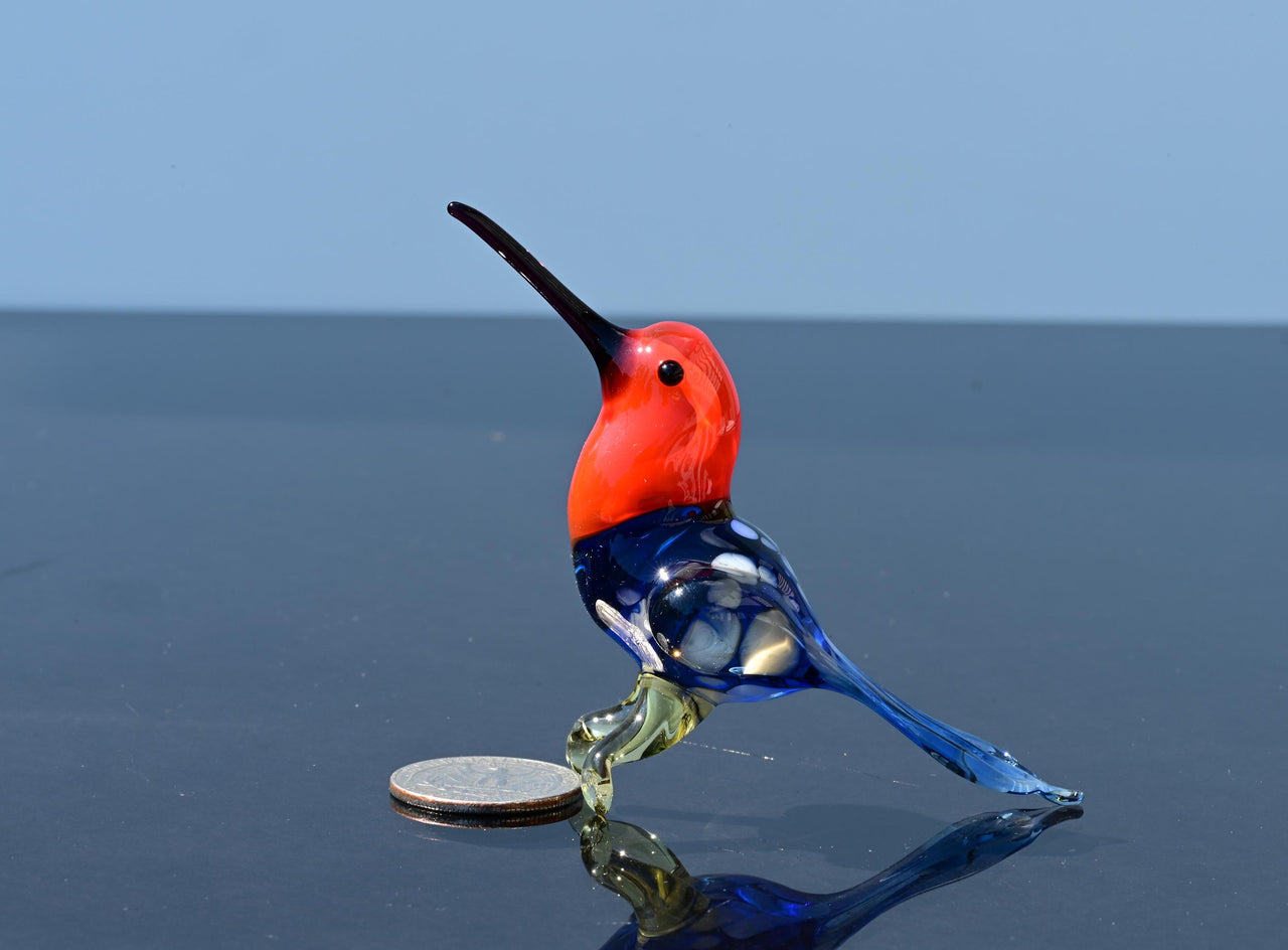 Handmade Glass Hummingbird Figurine: Flame Work Art Glass Sculpture