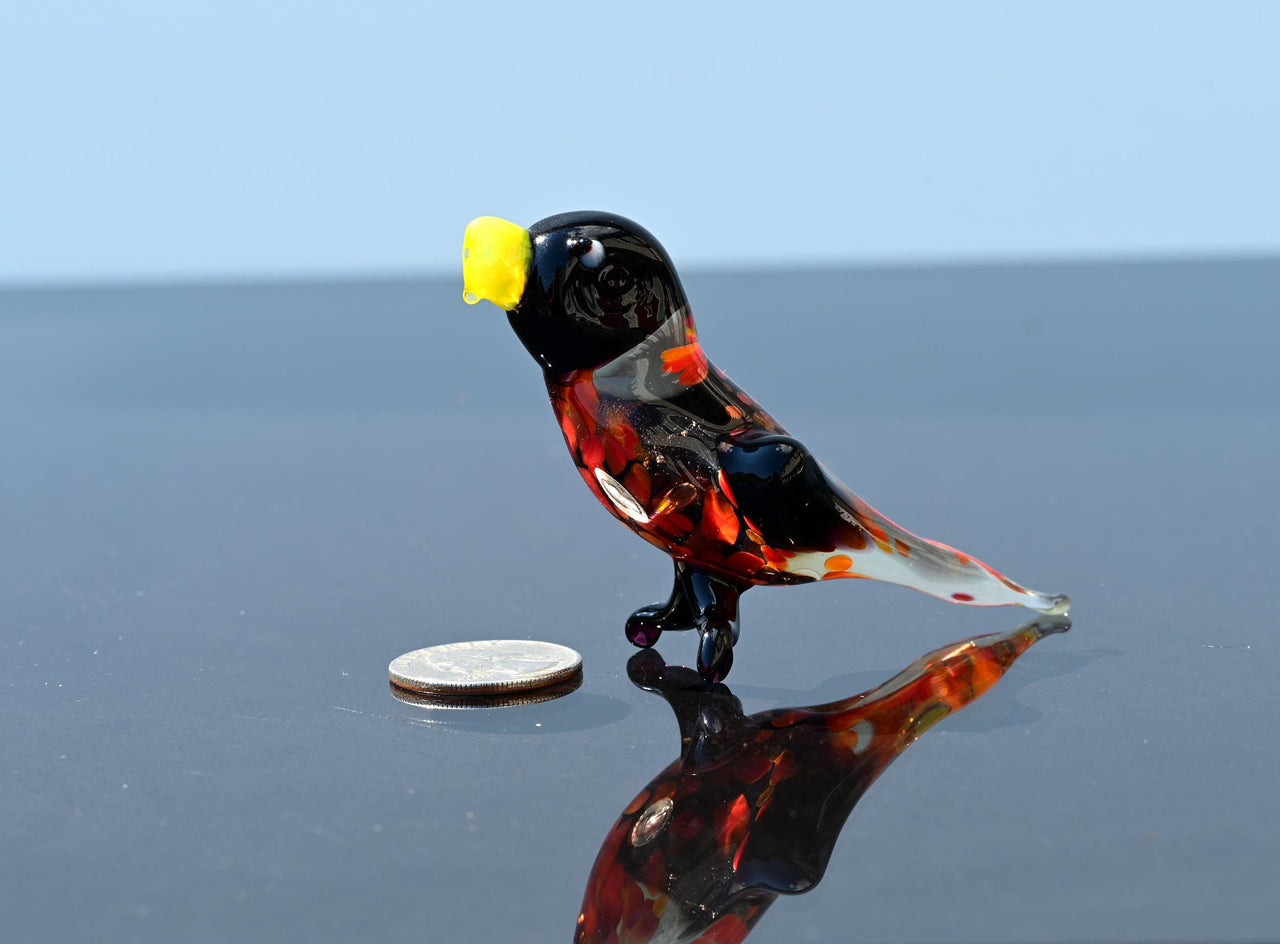Handmade Glass Parrot Figurine: Whimsical Bird Sculpture, Art Glass Gift