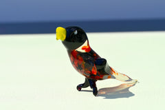 Handmade Glass Parrot Figurine: Whimsical Bird Sculpture, Art Glass Gift