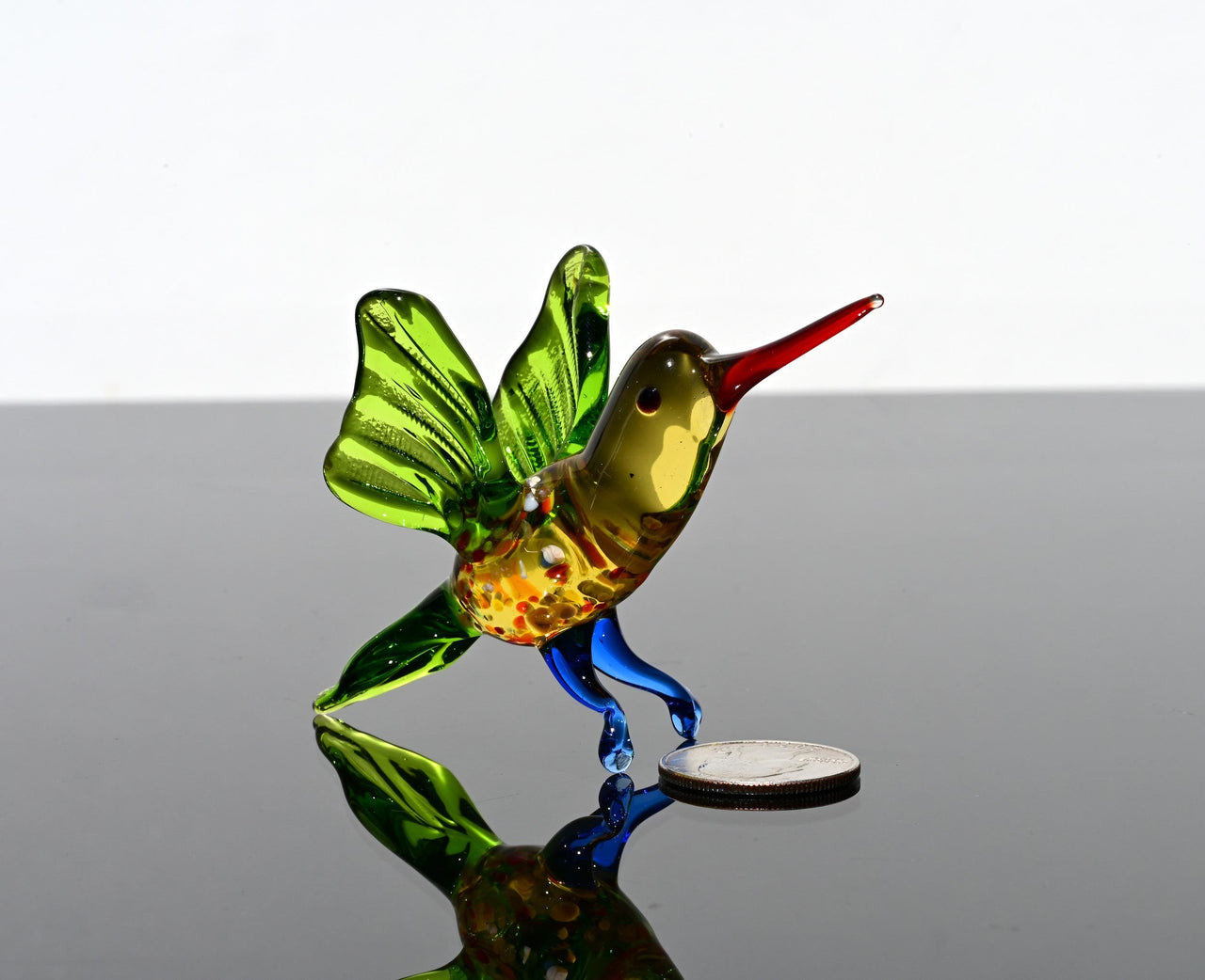 Humming Bird Figurine, Hummingbird Gifts, Hummingbird Statue, Blown Glass Hummingbird Memorial, Bird Lover Gift, Murano Glass Bird
