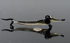 Handmade Glass Dachshund Figurine: Whimsical Limousine Dog Sculpture