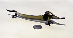 Handmade Glass Dachshund Figurine: Whimsical Limousine Dog Sculpture