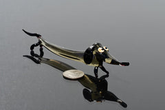 Handmade Glass Dachshund Figurine: Whimsical Limousine Dog Sculpture