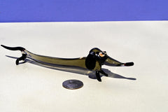 Handmade Glass Dachshund Figurine: Whimsical Limousine Dog Sculpture