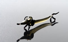 Handmade Glass Dachshund Figurine: Whimsical Limousine Dog Sculpture