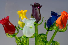 Glass Roses - Glass Flower Bouquet - Handmade Glass Flowers - Blown Glass Flowers - Glass Roses - Christmas Gift for Mom