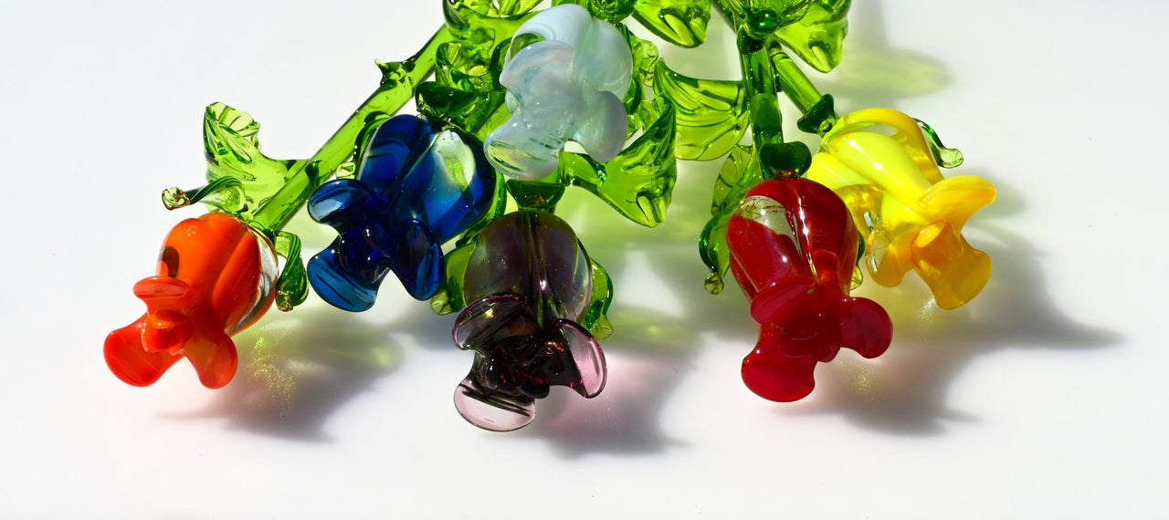 Glass Roses - Glass Flower Bouquet - Handmade Glass Flowers - Blown Glass Flowers - Glass Roses - Christmas Gift for Mom