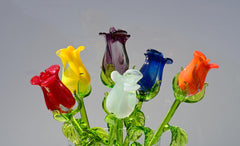 Glass Roses - Glass Flower Bouquet - Handmade Glass Flowers - Blown Glass Flowers - Glass Roses - Christmas Gift for Mom
