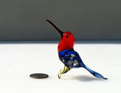 Handmade Glass Hummingbird Figurine: Flame Work Art Glass Sculpture