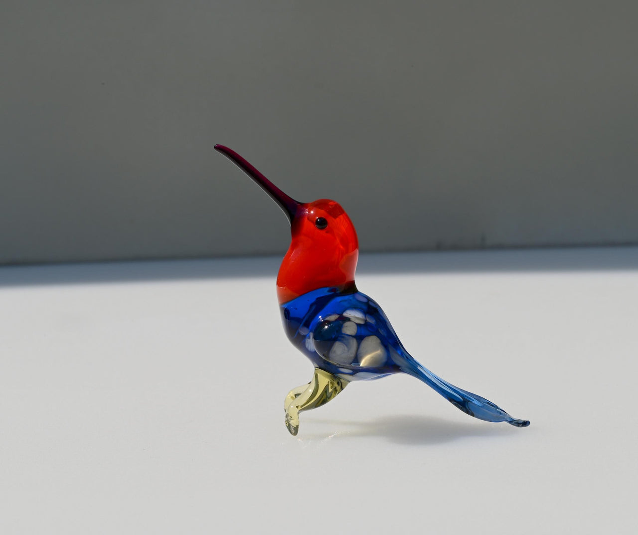 Handmade Glass Hummingbird Figurine: Flame Work Art Glass Sculpture