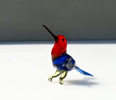 Handmade Glass Hummingbird Figurine: Flame Work Art Glass Sculpture