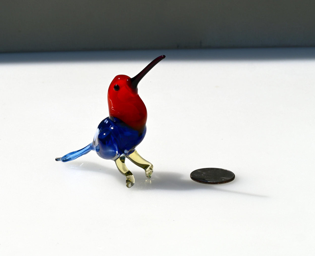 Handmade Glass Hummingbird Figurine: Flame Work Art Glass Sculpture