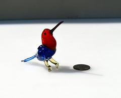 Handmade Glass Hummingbird Figurine: Flame Work Art Glass Sculpture