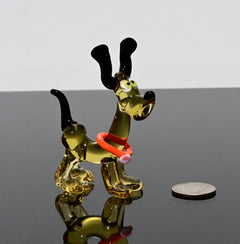 Whimsical Cartoon Dog Figurine, Dog Statue, Blown Glass Animals, Puppy, Dog Memorial Gift, Glass Dog, Hound Dog, Red Collar, Art