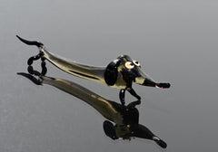 Handmade Glass Dachshund Figurine: Whimsical Limousine Dog Sculpture