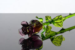 Glass Rose - Blown Glass Rose - Glass Flowers Bouquet - Purple Glass Flowers - Hand Blown Glass Flower  - Christmas Gift for Mom