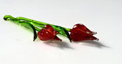 Handmade Red Glass Tulip: Flame Worked Sculpture, Collectible Statue