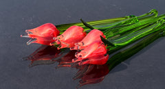 Handmade Red Glass Tulip: Flame Worked Sculpture, Collectible Statue