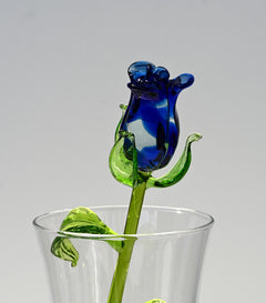 Glass Flower Bouquet - Glass Rose - Handmade Glass Flowers Rose - Blown Glass Flowers - Blue Glass Rose - Christmas Gift for Mom