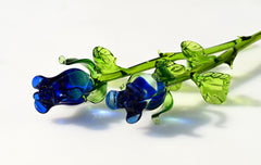 Glass Flower Bouquet - Glass Rose - Handmade Glass Flowers Rose - Blown Glass Flowers - Blue Glass Rose - Christmas Gift for Mom