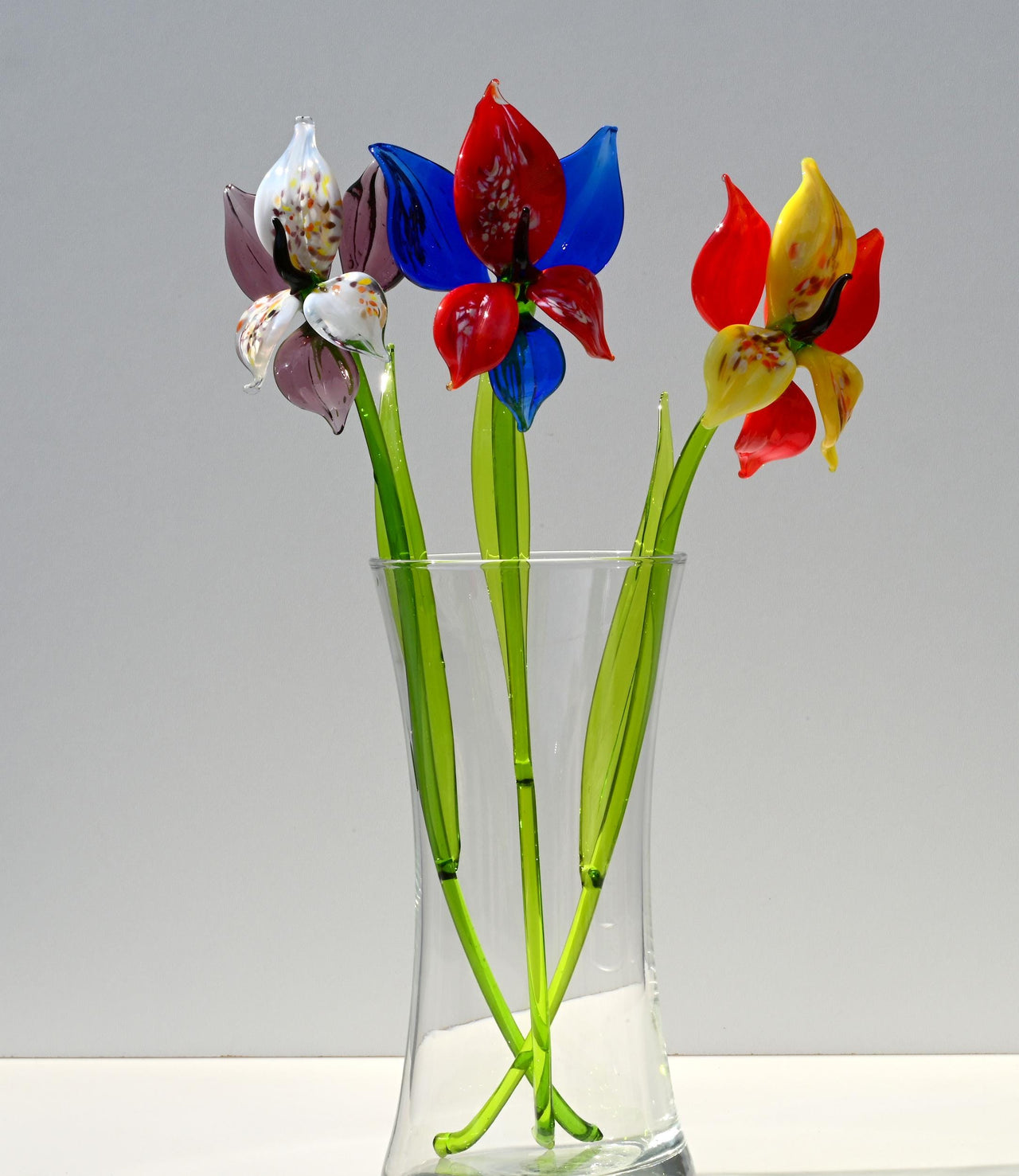 Handmade Glass Orchid Bouquet: Colorful Floral Sculpture, Flame Work Art