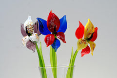 Handmade Glass Orchid Bouquet: Colorful Floral Sculpture, Flame Work Art