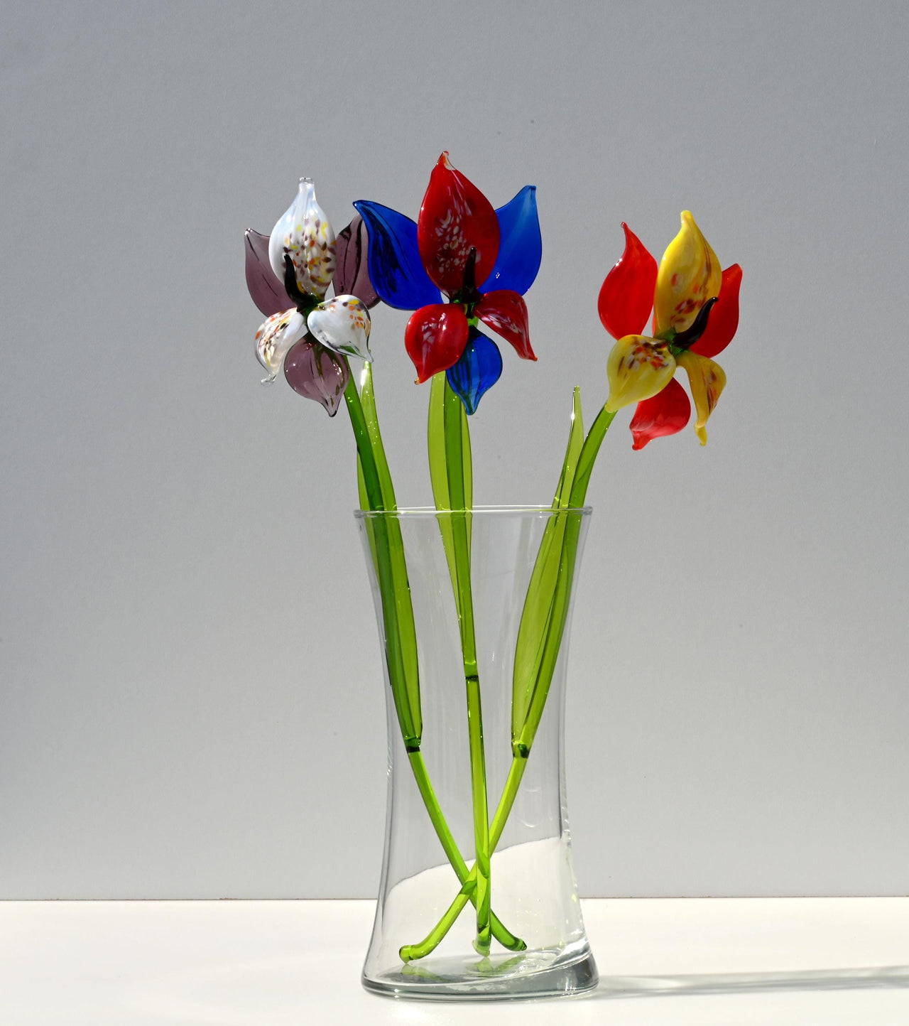 Handmade Glass Orchid Bouquet: Colorful Floral Sculpture, Flame Work Art