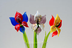 Handmade Glass Orchid Bouquet: Colorful Floral Sculpture, Flame Work Art