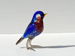 Handmade Glass Bluebird Figurine: Flame Work Art Glass, 5-inch