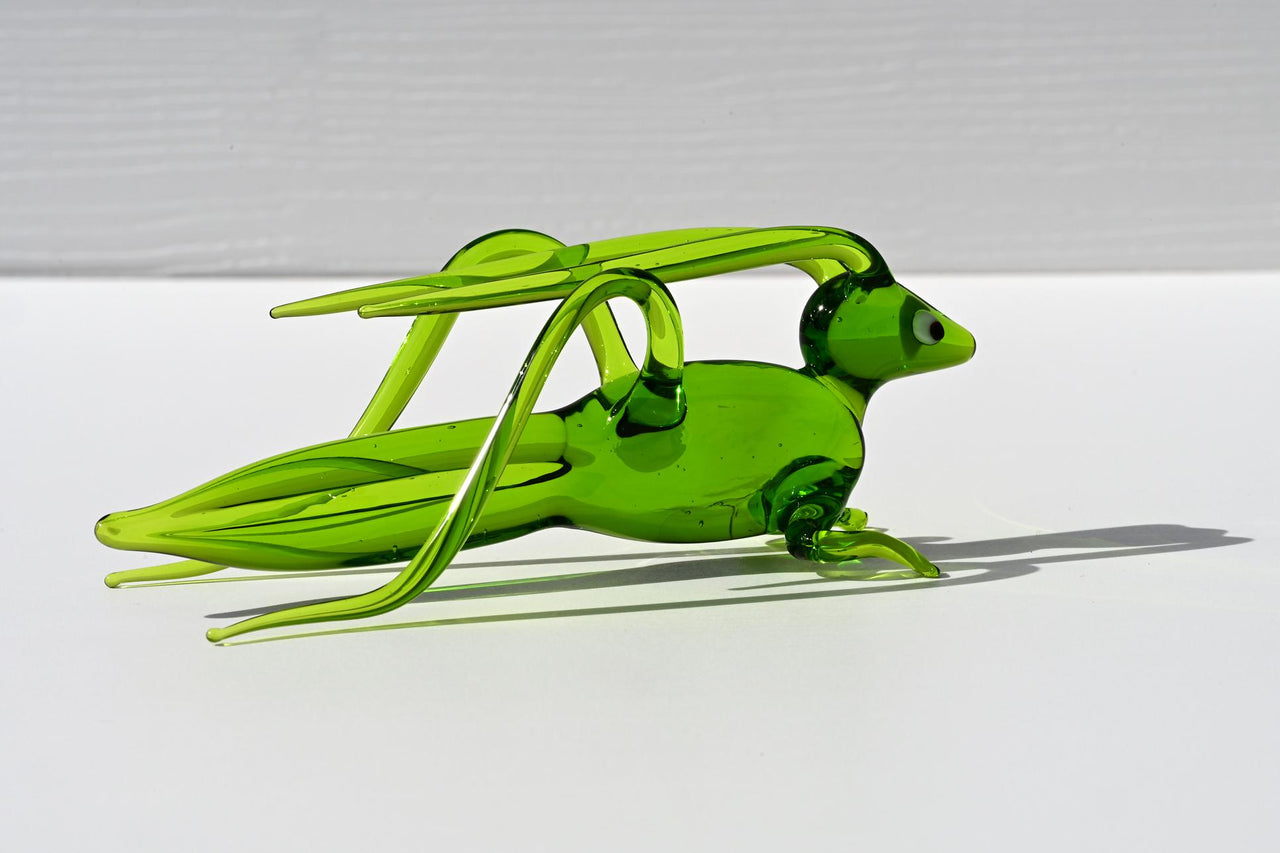 Glass Grasshopper Figurine. Intricate hand blown glass sculpture