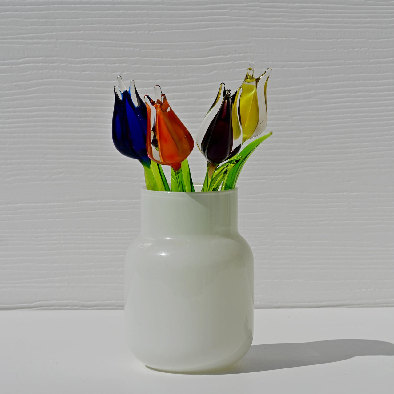 Handmade Glass Tulip Bouquet: Colorful Floral Sculpture, Flame Work Art.