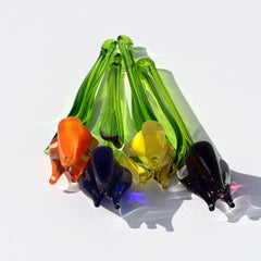 Handmade Glass Tulip Bouquet: Colorful Floral Sculpture, Flame Work Art.