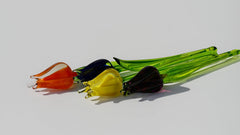 Handmade Glass Tulip Bouquet: Colorful Floral Sculpture, Flame Work Art.