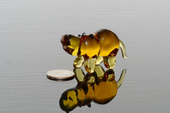 Amber Glass Hippo Figurine – Handcrafted Animal Sculpture, Unique Collectible Gift