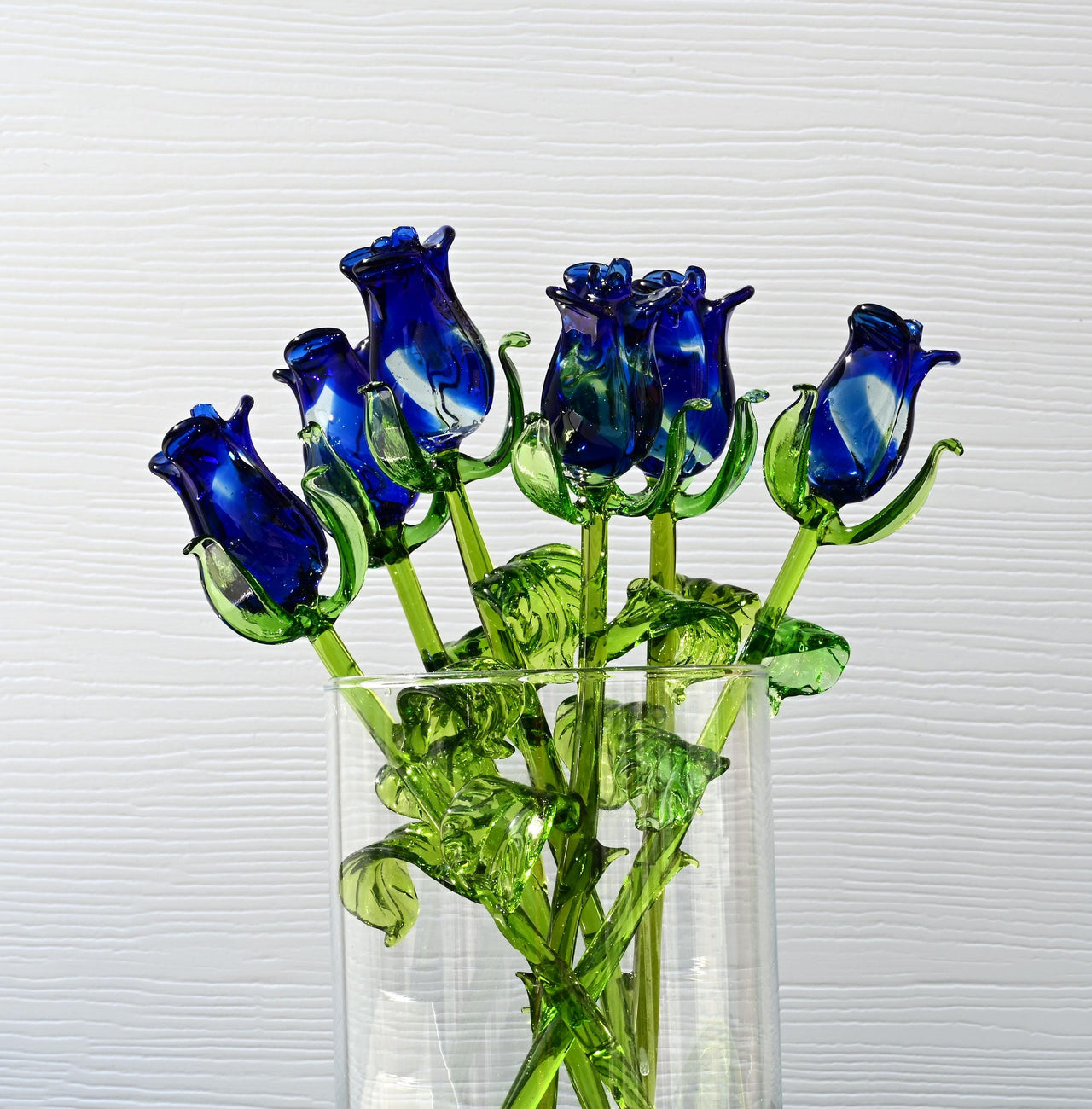 Glass Flower Bouquet - Glass Rose - Handmade Glass Flowers Rose - Blown Glass Flowers - Blue Glass Rose - Christmas Gift for Mom