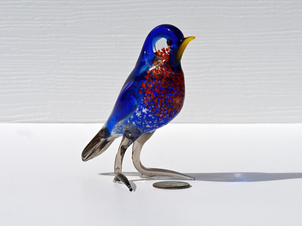 Handmade Glass Bluebird Figurine: Flame Work Art Glass, 5-inch