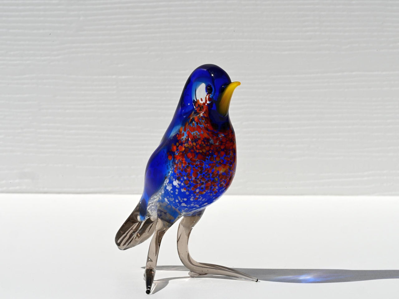 Handmade Glass Bluebird Figurine: Flame Work Art Glass, 5-inch