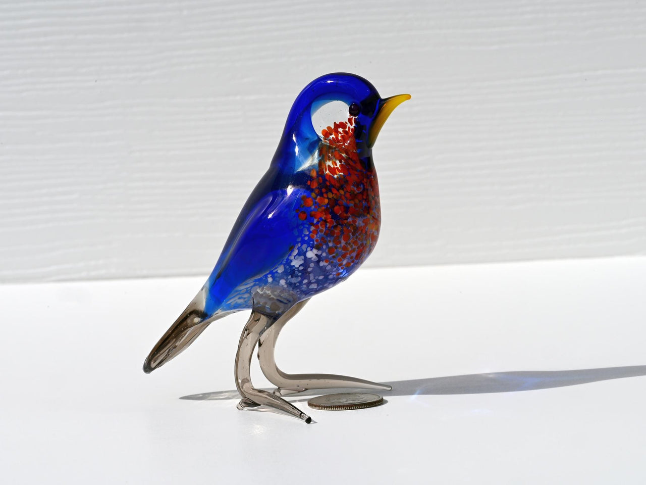 Handmade Glass Bluebird Figurine: Flame Work Art Glass, 5-inch