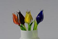 Handmade Glass Tulip Bouquet: Colorful Floral Sculpture, Flame Work Art.