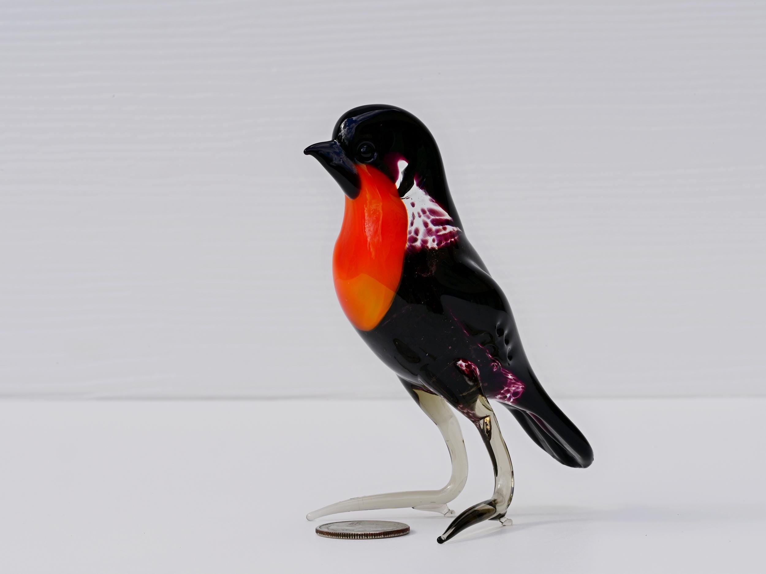 Gorgeous Glass House Finch bird. Detailed figurine with much personality. Excellent addition to your glass menagerie collection.